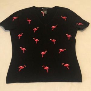 Adorable Flamingo Summer Sweater Carole Little MED